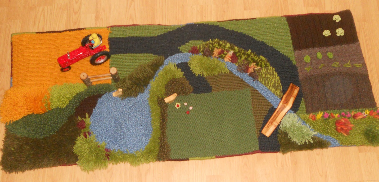 The Five of Us Finished! Wool Farm Play Mat