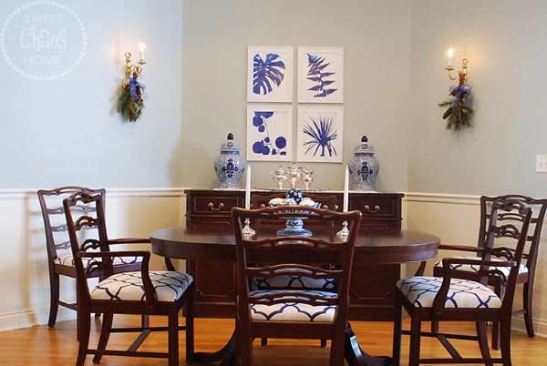 we started by recovering the dining room chairs with a blue and white geometric fabric - How To Recover Dining Room Chairs we started by recovering the dining room chairs with a blue and white geometric fabric - How To Recover Dining Room Chairs