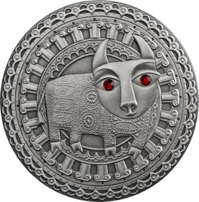 Gift Taurus Horoscope Zodiac Swarovski Silver Coin