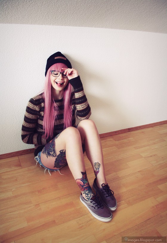 Cute Teen Emo Girl With Tattoo