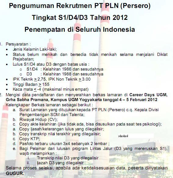 Lowongan Pekerjaan 2012