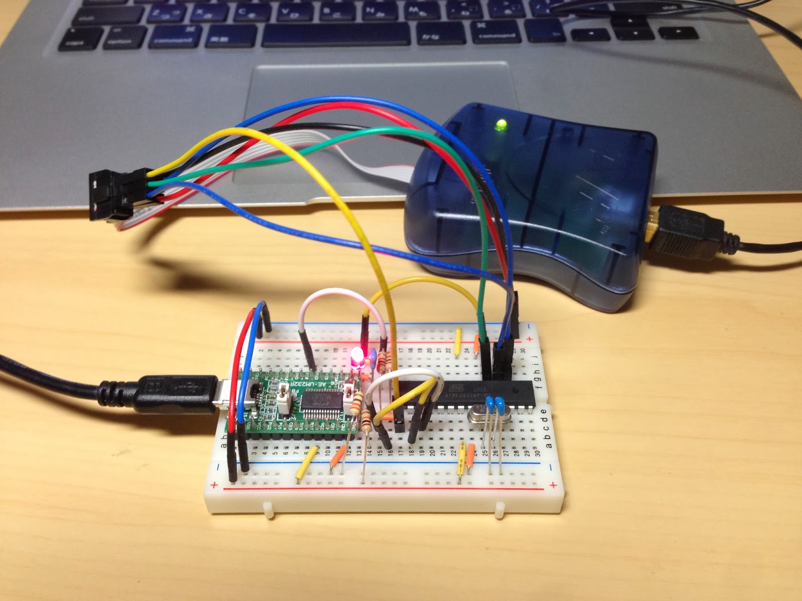 電子工作勉強中: ブレッドボード上でArduinoを作ろう(その2)：MacでAVR ISP mk2を使ってbootloaderを書き込む