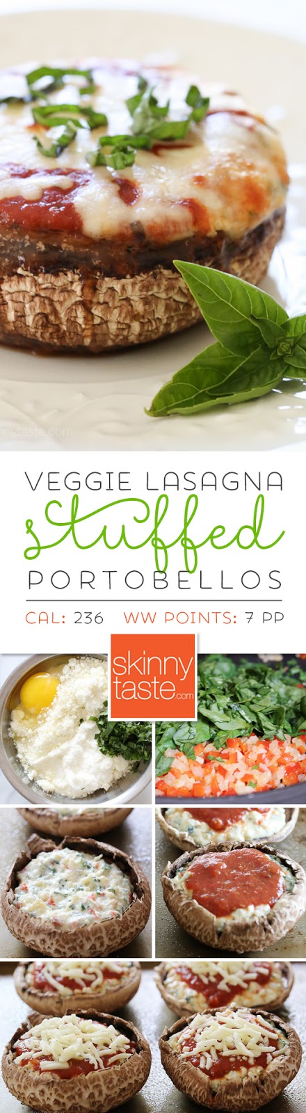 Veggie Lasagna Stuffed Portobello Mushrooms – low-carb, gluten-free and vegetarian
