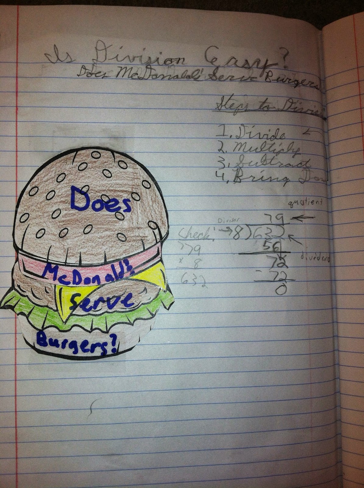 fourth grade flipper tried it tuesday math notebooks mcdonald s division
