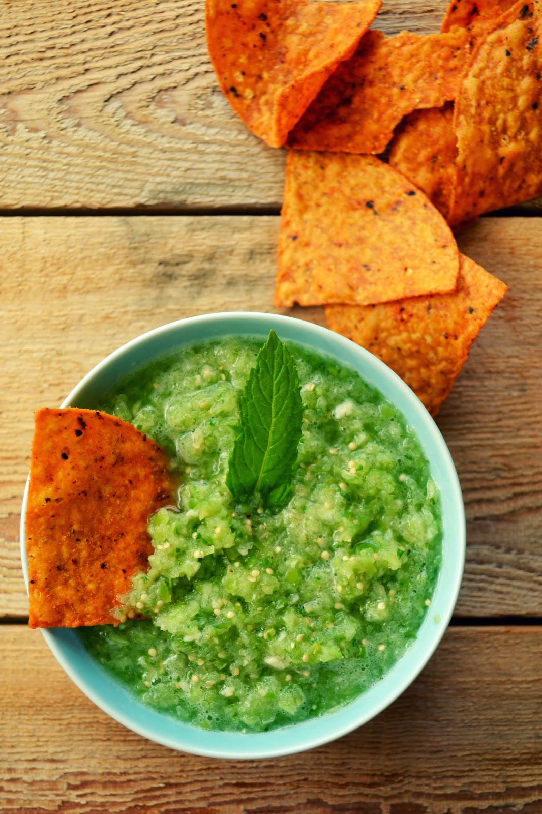 Fresh tomatillo and mint salsa