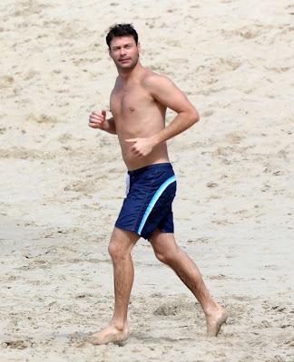 Shirtless Ryan Seacrest Out For A Jog.