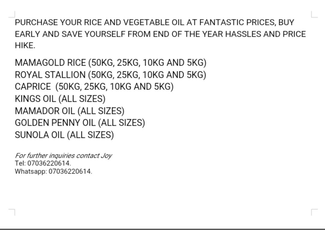 pyb naija christmas sales on rice and other food staples staples after christmas sale