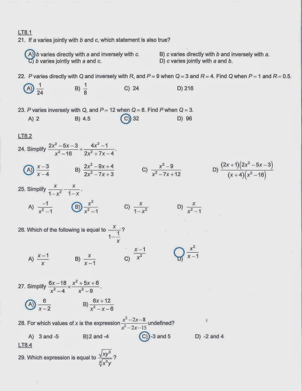 Byu Algebra 2 Part 1 Final Exam Answers