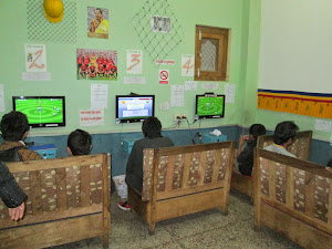 Bhutanese students enjoying "Cyber games".