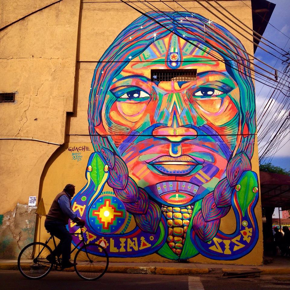 Mural en la cárcel de Cochabamba Bolivia, para la 3 Bienal de Arte Urbano - Guache