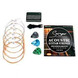 High Quality Acoustic Guitar Strings phosphor bronze round wound Extra Light, including 3 Plectrums