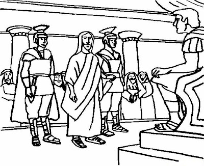 Drawings to color Easter Week: Jesus before Pilate coloring