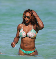 Serena Williams cools off in the ocean