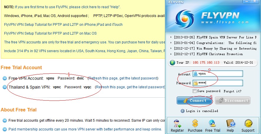 flyvpn free username and password