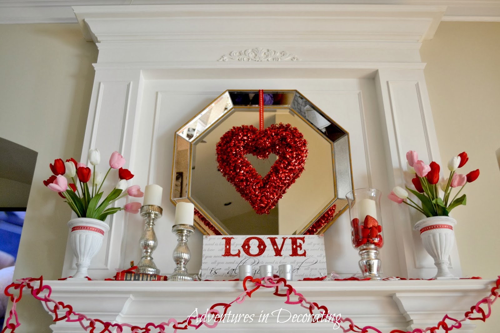 Dining delight: valentine winter mantel Adventures in Decorating: Our Valentine Mantel