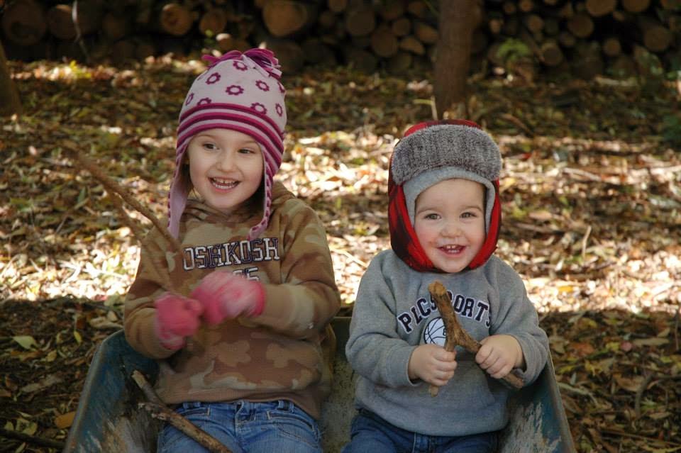Nora and Neal Wimmer in the Leaves