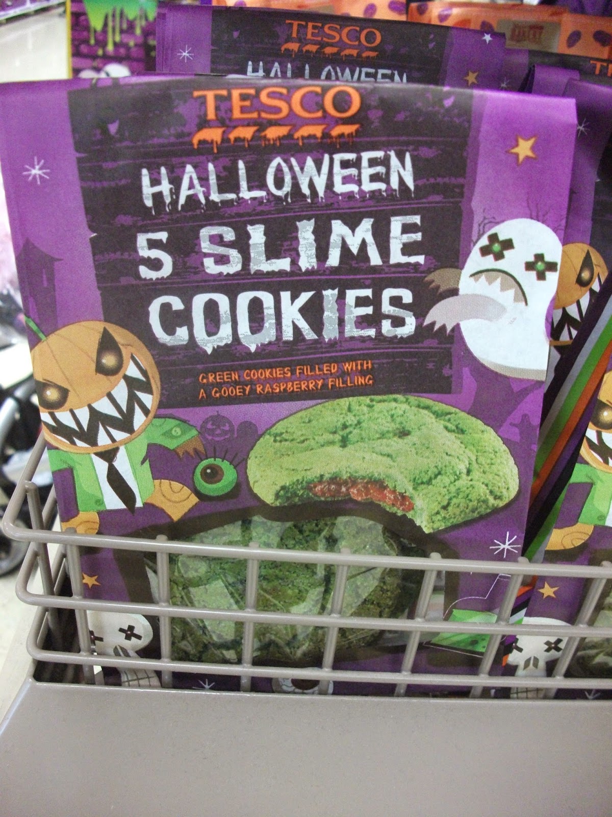 Halloween Stuff Tesco Slime Cookies, Chocolate Skulls, Krispy Kreme