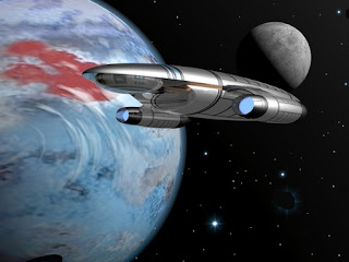 spaceship orbiting planet