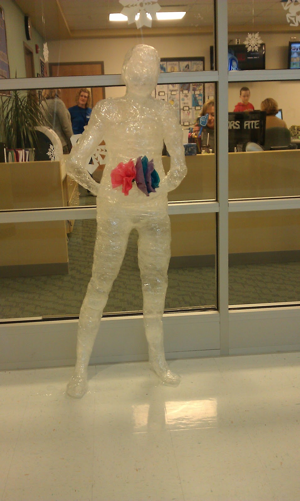 Art with Mrs. Kennedy Packing tape sculptures...the finished product!