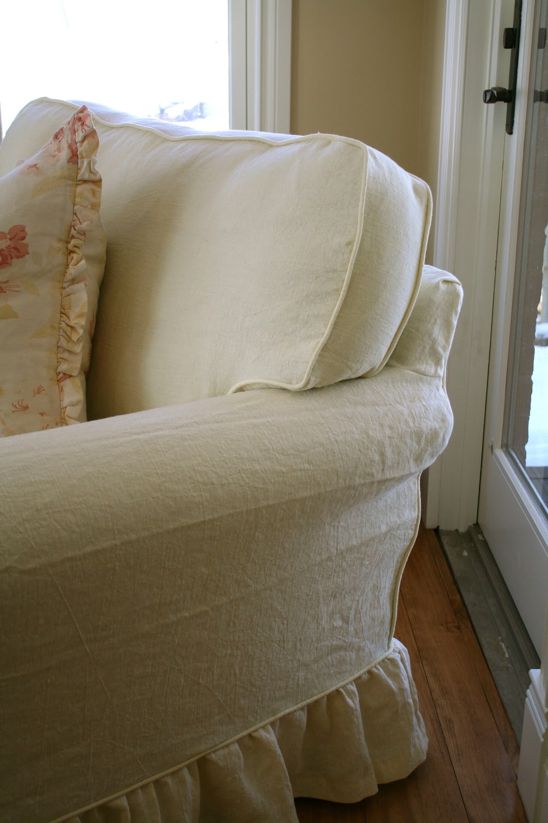 Custom Slipcovers by Shelley Cream Linen Loveseat and Chair
