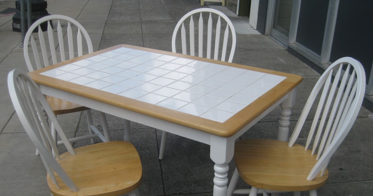 UHURU FURNITURE & COLLECTIBLES: SOLD - Tile-top Table and 4 Chairs - $95