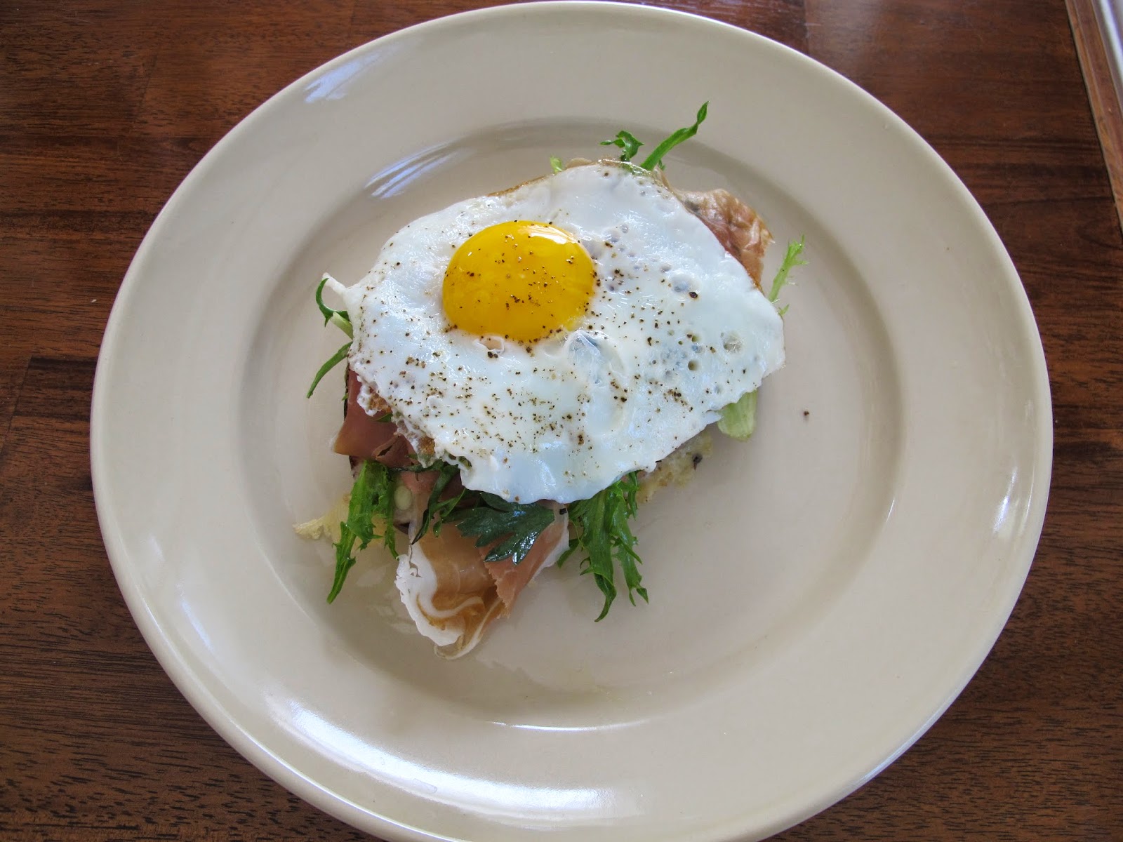 Kitchen Sink Diaries Brioche with Gruyere, Prosciutto, & Fried Eggs