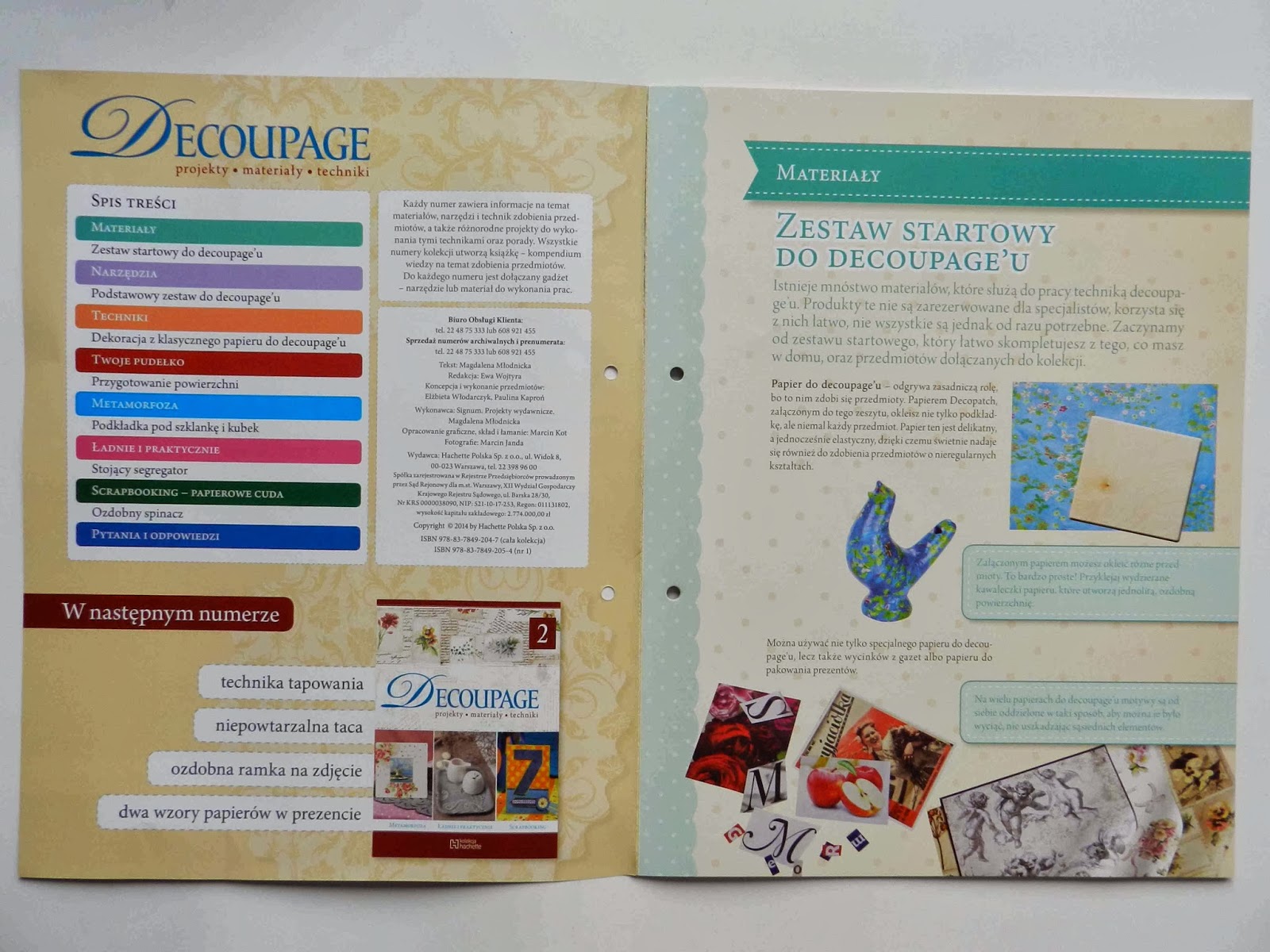Dodatki w kiosku (+sklepy) Decoupage nr 1 nowa kolekcja "Hachette"