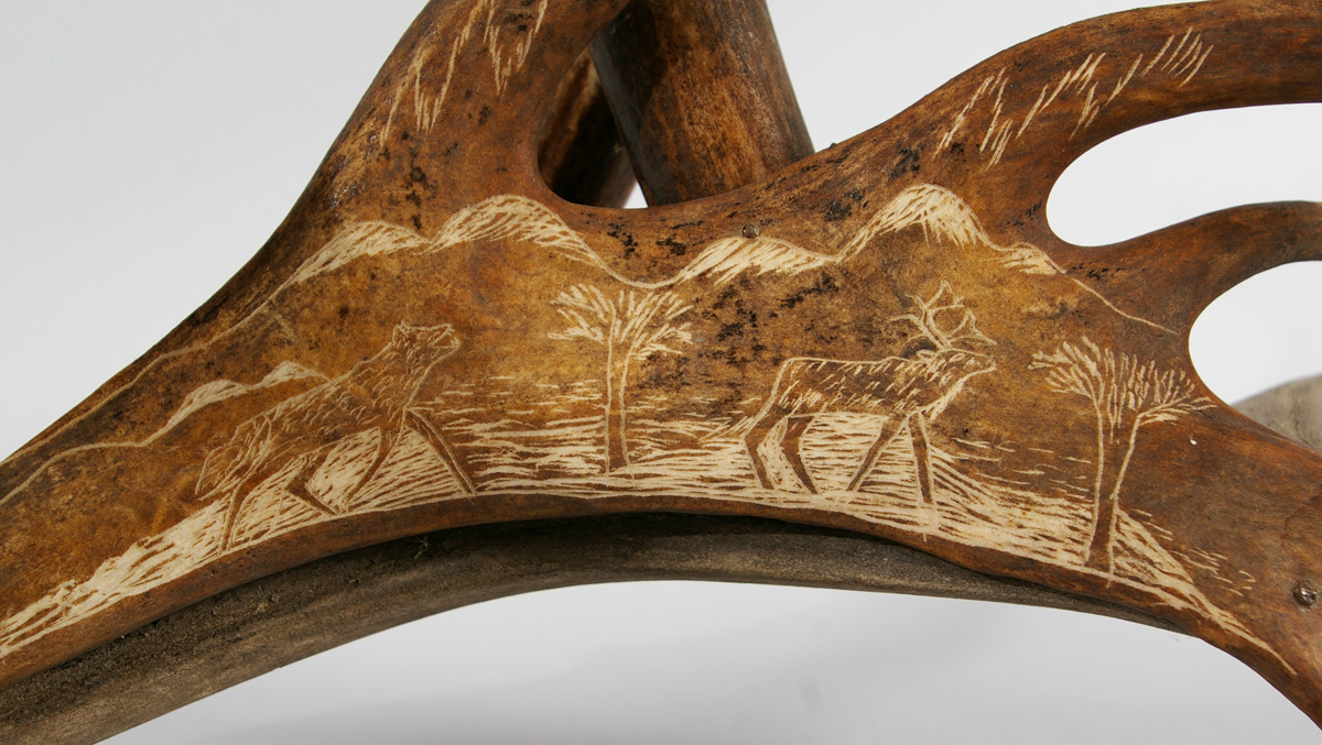 Saami reindeer antler candle holder, detail Antler candle holder
