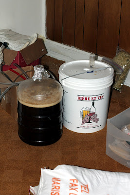 Two fermentors of barleywine fermenting.