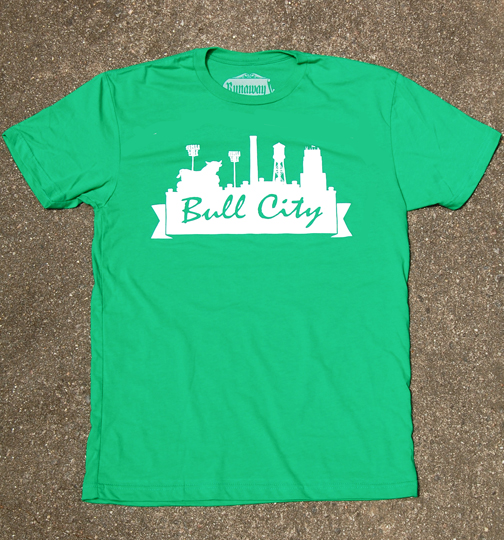 Durham "Bull City" skyline tshirt PORKFRIEDNEWS
