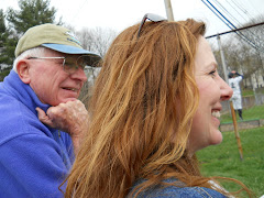 Grandpa Fred and proud mom Molly at the ol' ball game.  Who's on First?? JT.