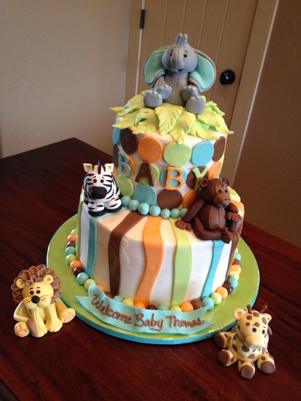 Decadent Designs: Jungle Animal Baby Shower Cake
