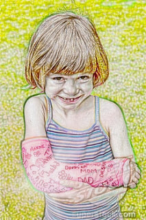 Girl with cast on arm