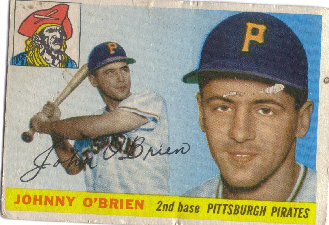 foul bunt 1955 Topps 135 Johnny O'Brien