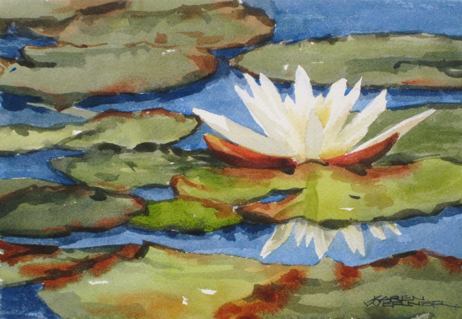 Karen Werner Fine Art Lily Pads a watercolor painting