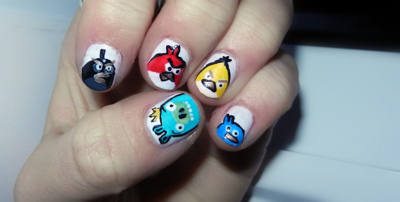 Angry Birds Nail Art Designs for Short Nails - wide 2