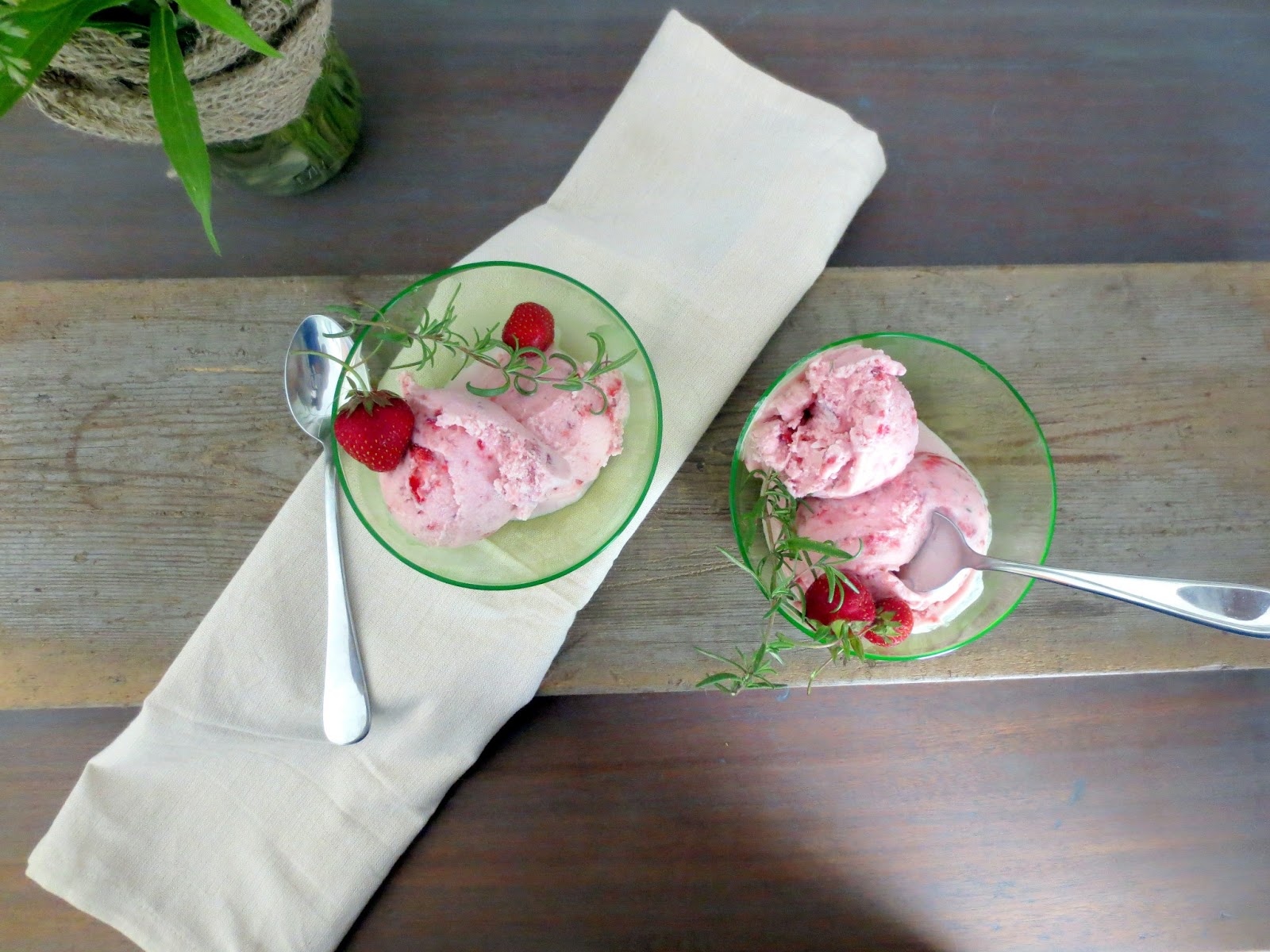 The Owl with the Goblet Strawberry Rosemary Ice Cream