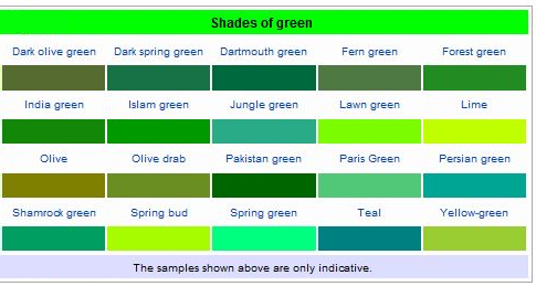 shades of green color chart shades of green color chart