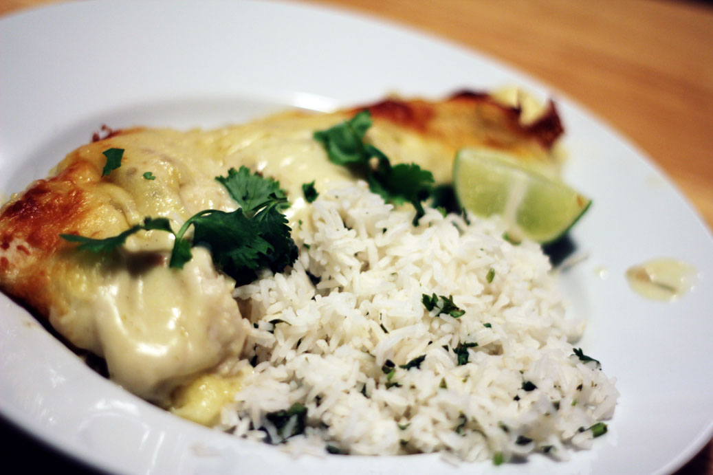 Lone Stars and Stripes creamy lobster and shrimp enchiladas