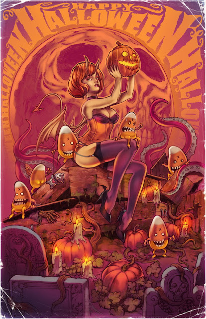 Happy Halloween girl art