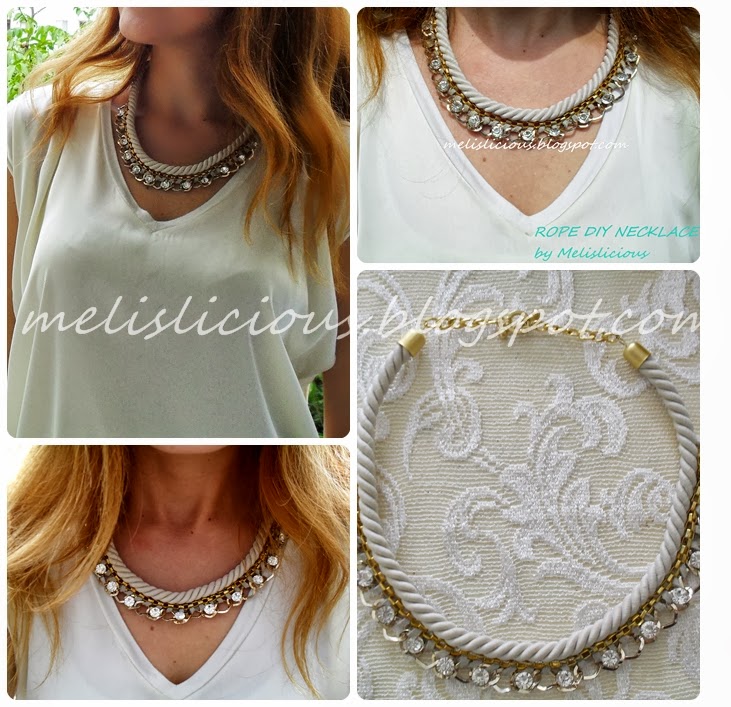 melislicious DIY Rhinestone Rope Necklace / DIY Taşlı Kordon Kolye