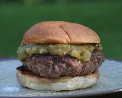 Green Chile Burgers ♥ KitchenParade.com, an authentic New Mexico specialty.