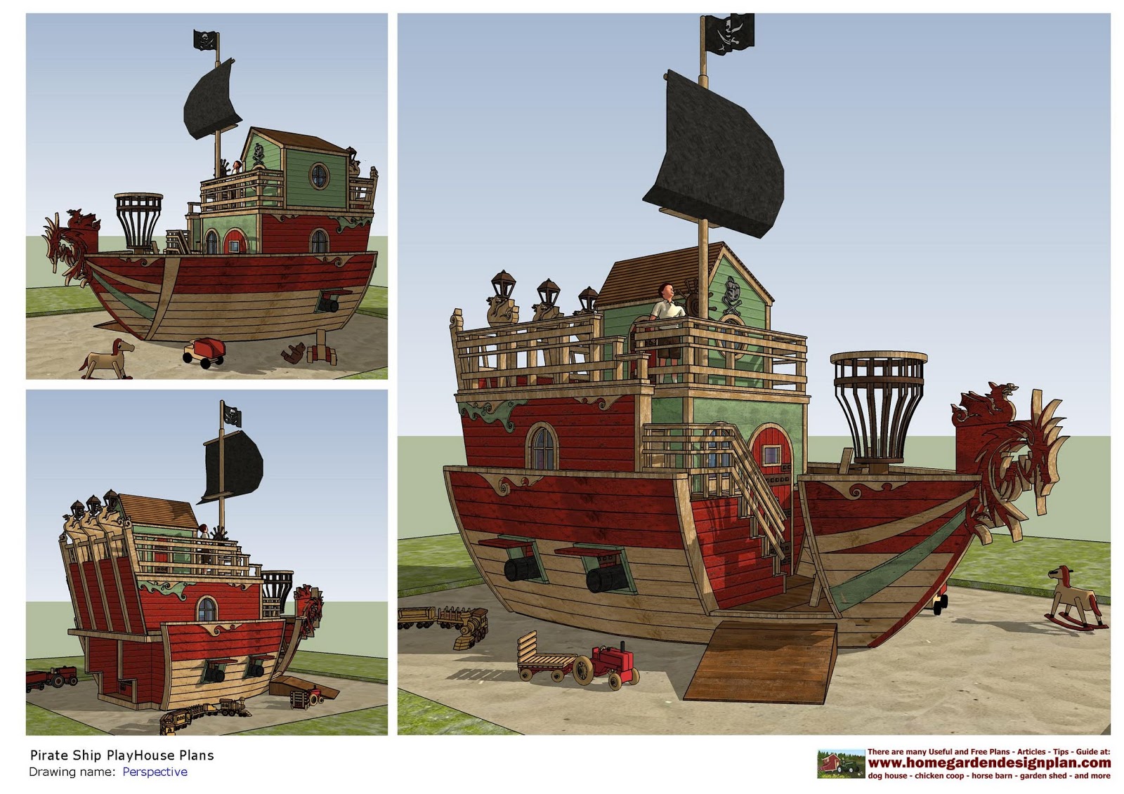 home garden plans PS100 Pirates Ship PlayHouse Plans PlayHouse