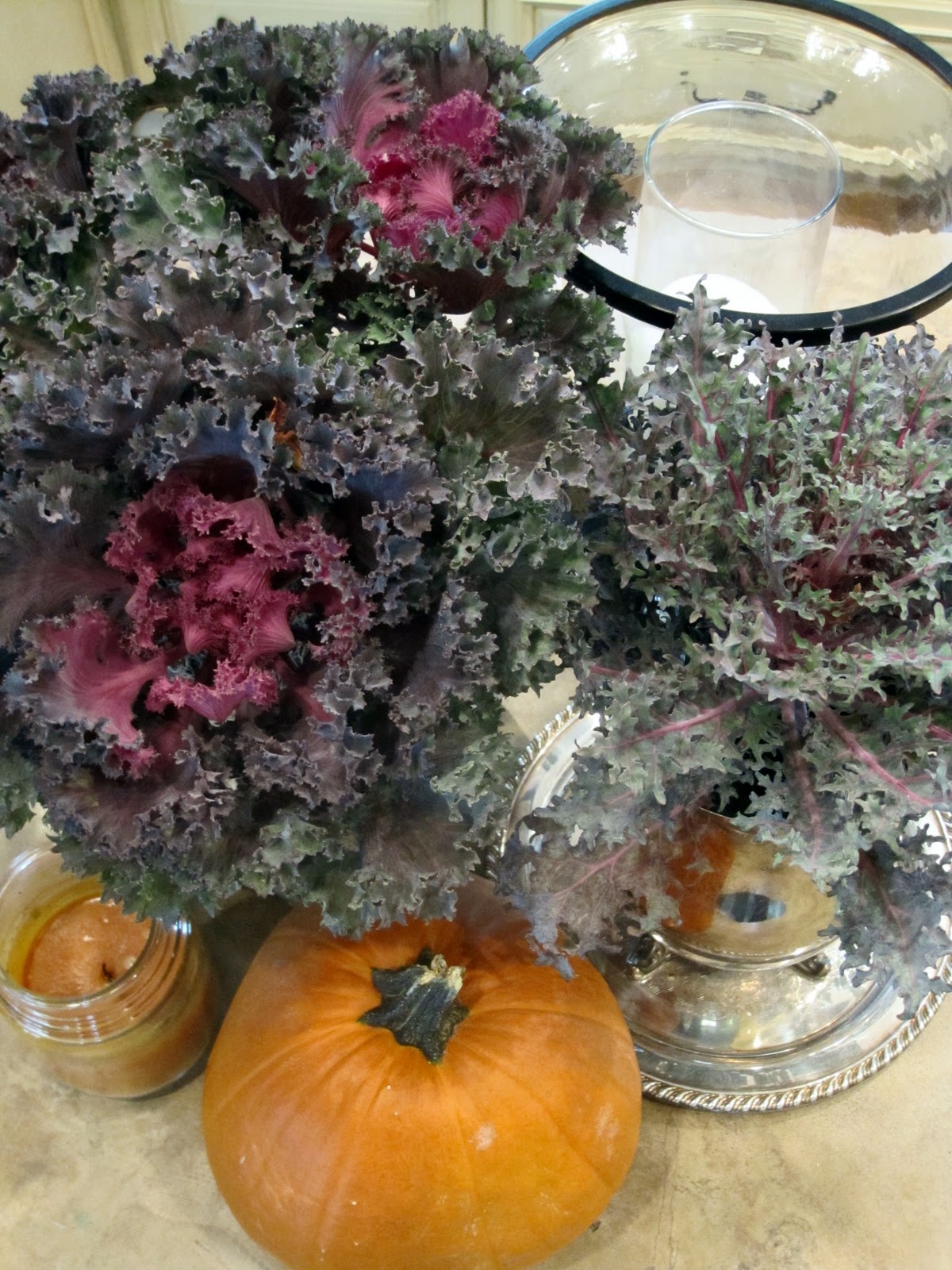 Simple Details fall decor with kale