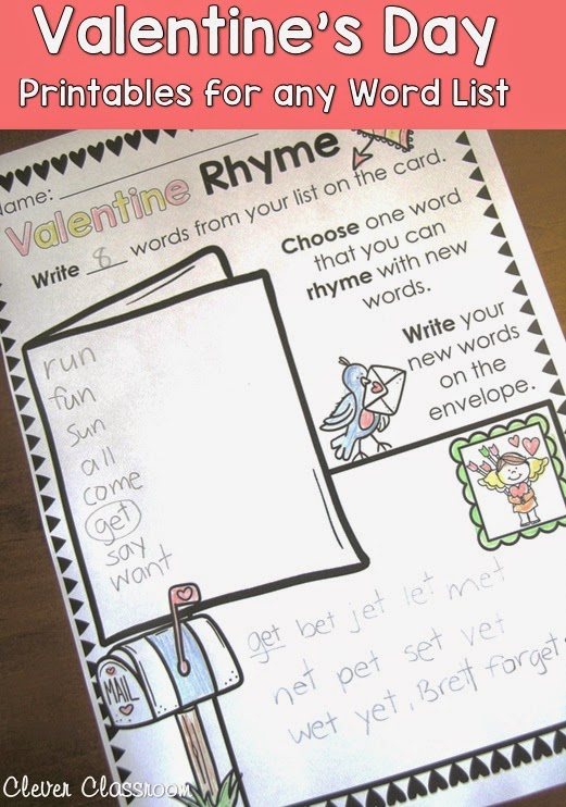 Valentine's Day Printables for any Word List loads of word work printables ready to go!