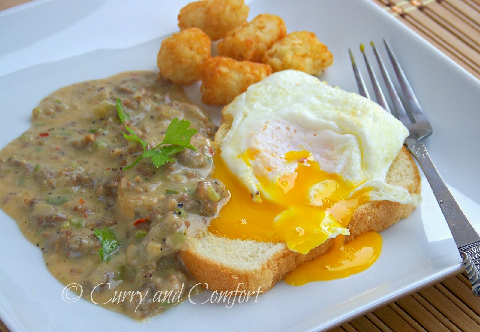 Kitchen Simmer Sausage Gravy on Toast with Eggs