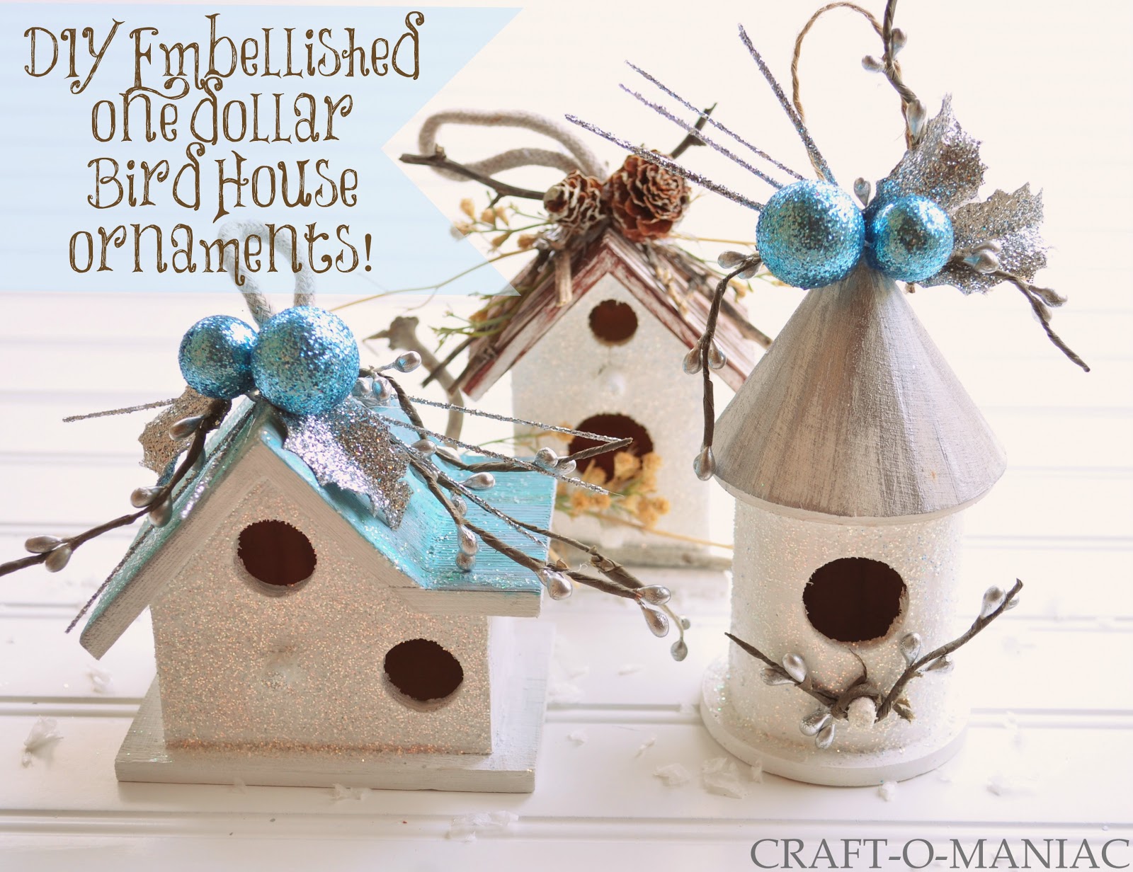 diy embellished dollar bird house ornaments craft o maniac christmas tree ornaments birds