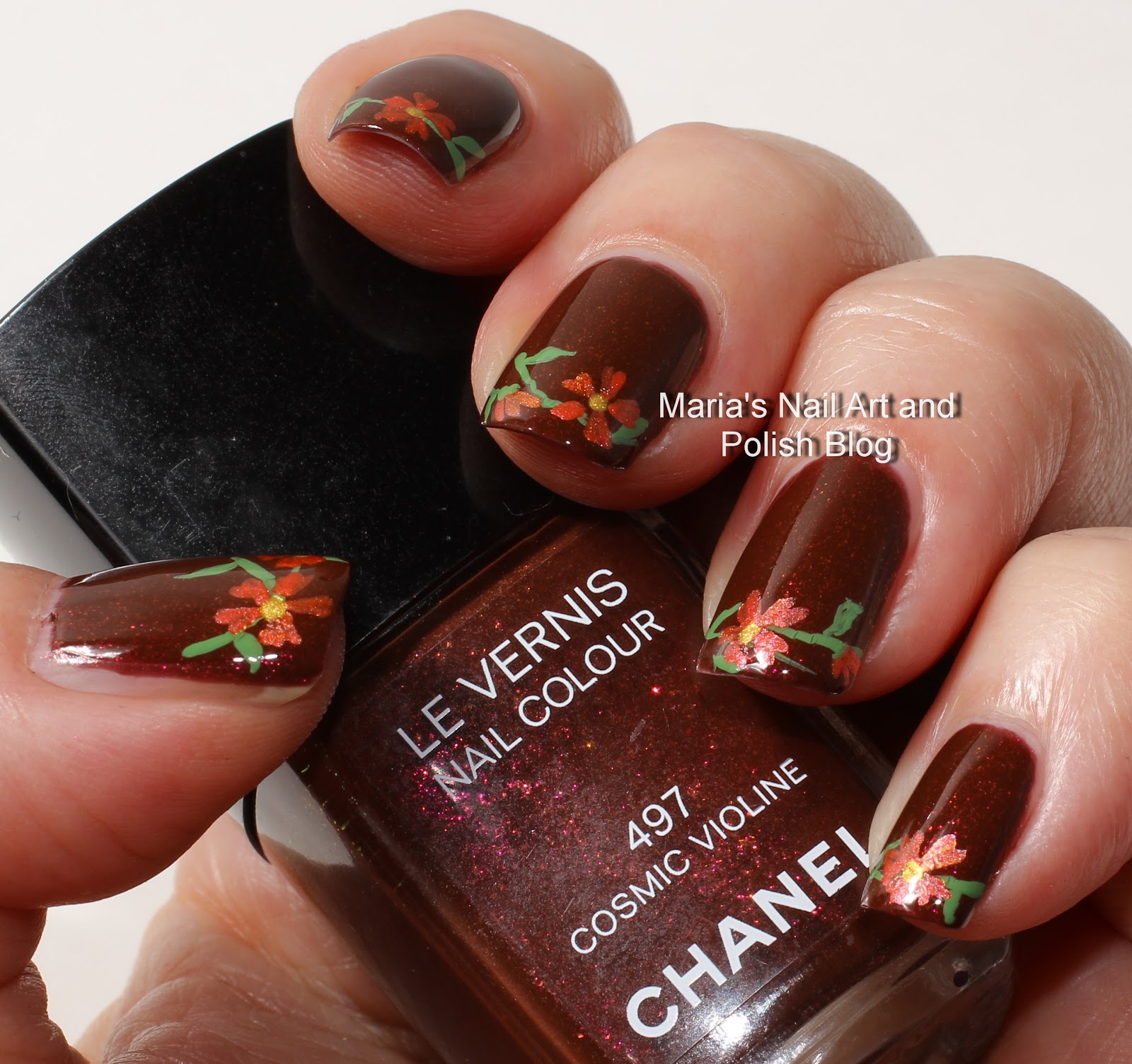 Marias Nail Art and Polish Blog Flowers in the cosmic violine
