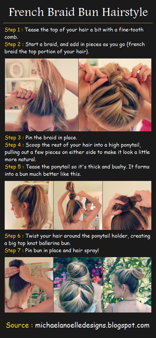 Pinterest Tutorials French Braid Bun Hairstyle