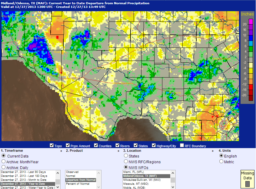 2013 Rainfall Totals For New Mexico One Extreme To The Other.
